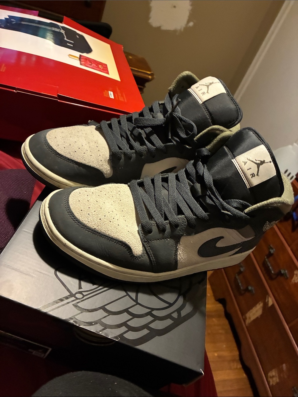 Jordan Air High Top Sneakers - Black & Light Grey